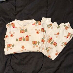 Carter's Kids Pajama Set - White with Holiday Print